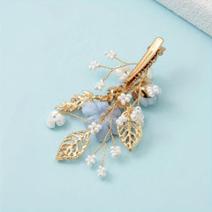 Glitter Metal Flower Hair Clip Crystal Beaded Bridal Hair Clip