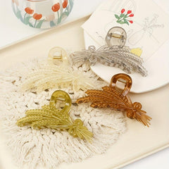 Wheat Ears Shaped Hair Claw Non-slip Ponytail Holder for Women Girls Hair