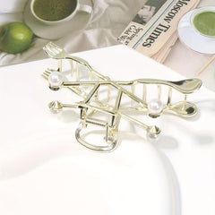 Creative Fork Spoon Shape Hair Claw with Faux Pearl Inlay