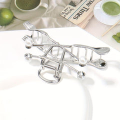 Creative Fork Spoon Shape Hair Claw with Faux Pearl Inlay
