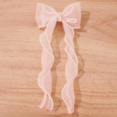 Organza Bow Hair Clip Pearl French Barrett Back Head