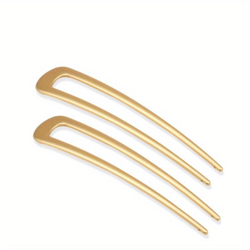 2pcs Alloy Hair Pin U Shaped Hair Fork Style Hair Clip For Women Girls Hair Clip