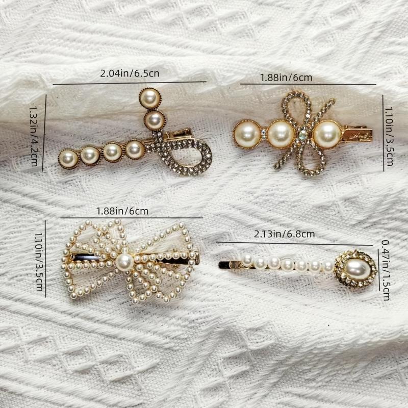 Faux Pearl Bow Hairpin Hollow Bowknot Hair Pin Alloy Hair Clip