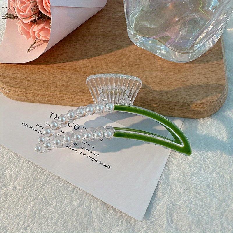 Faux Pearl Hair Claw Hollow Hair Claw Nonslip Ponytail Shark Claw