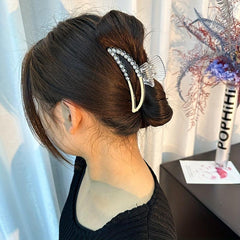 Faux Pearl Hair Claw Hollow Hair Claw Nonslip Ponytail Shark Claw