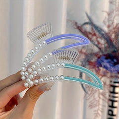 Faux Pearl Hair Claw Hollow Hair Claw Nonslip Ponytail Shark Claw