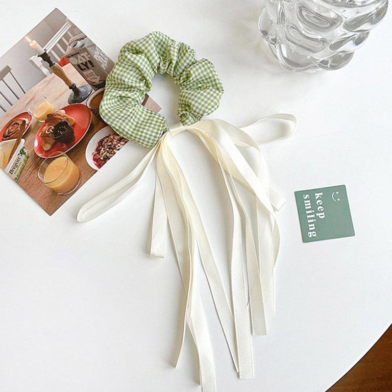 Plaid Bow Scrunchies Tassel Hair Rope Elastic Ponytail Holder