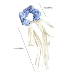 Plaid Bow Scrunchies Tassel Hair Rope Elastic Ponytail Holder