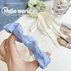 Plaid Bow Scrunchies Tassel Hair Rope Elastic Ponytail Holder