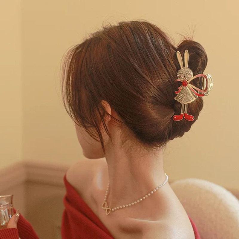 Rhinestone Rabbit Hair Claw Ponytail Shark Claw Hair Accessories
