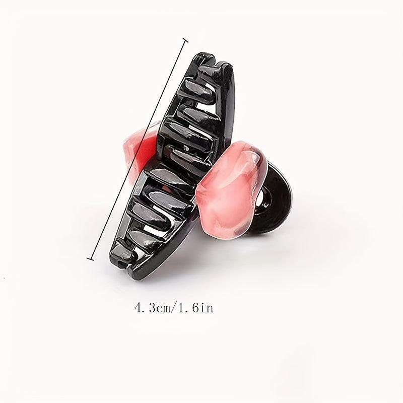 2pcs Transparent Hair Claw Large Shark Claw With Heart Shape Decor