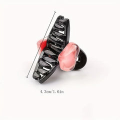 2pcs Transparent Hair Claw Large Shark Claw With Heart Shape Decor