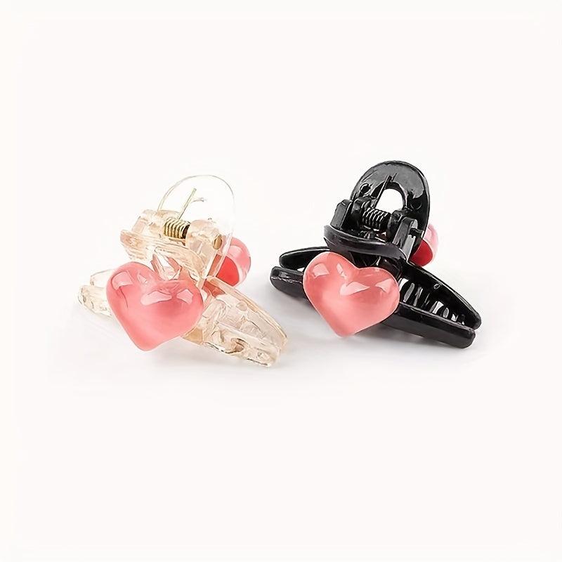 2pcs Transparent Hair Claw Large Shark Claw With Heart Shape Decor
