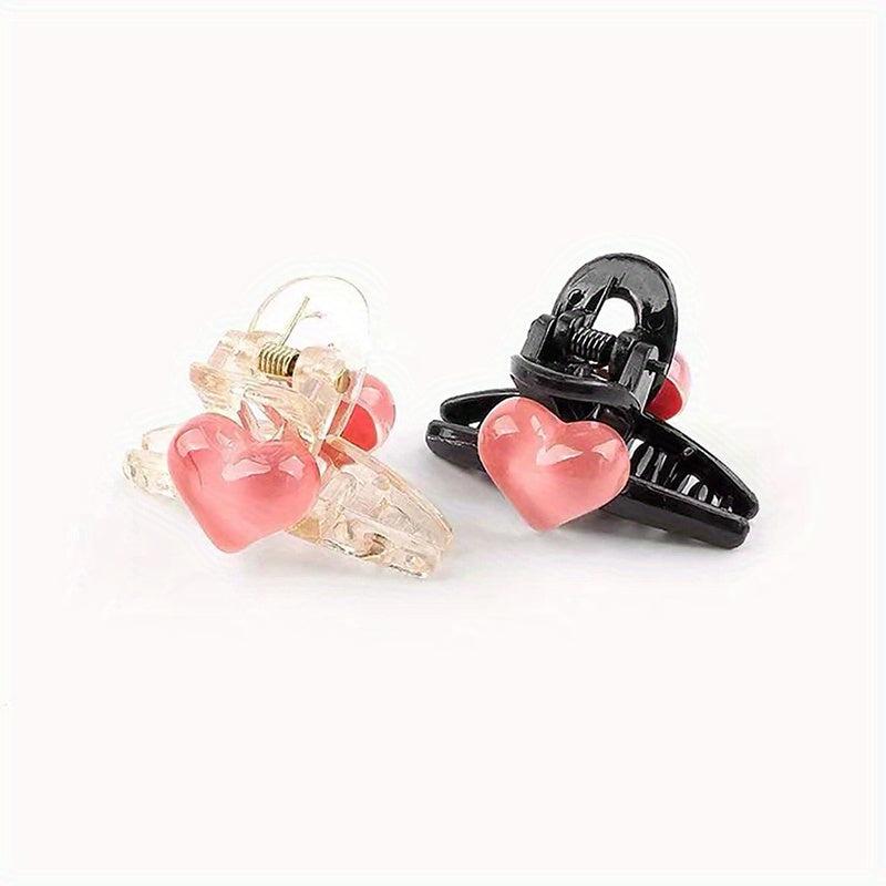 2pcs Transparent Hair Claw Large Shark Claw With Heart Shape Decor
