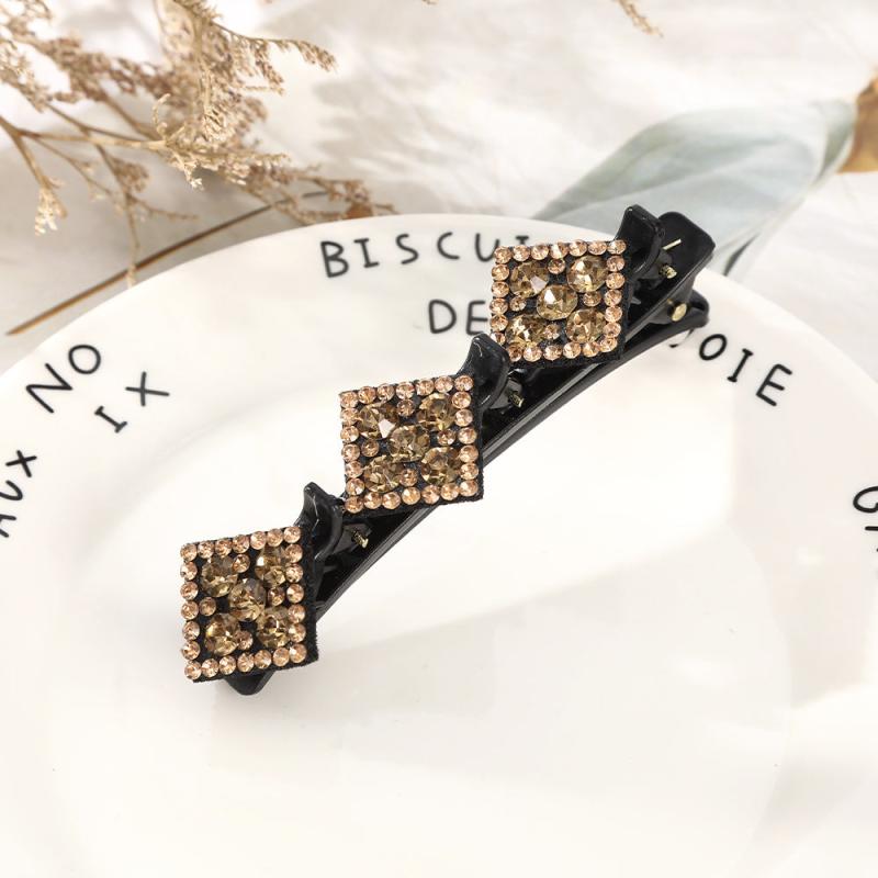 Crystal Stone Braided Hair Clips Rhinestone Barrettes Non slip Keeps Styling