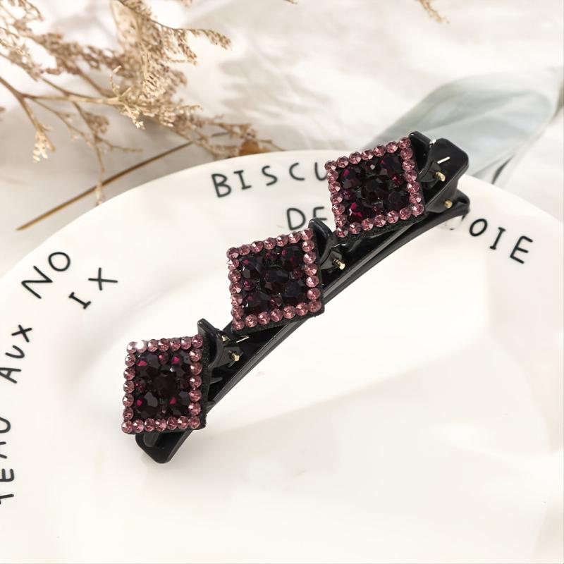 Crystal Stone Braided Hair Clips Rhinestone Barrettes Non slip Keeps Styling