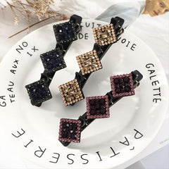 Crystal Stone Braided Hair Clips Rhinestone Barrettes Non slip Keeps Styling