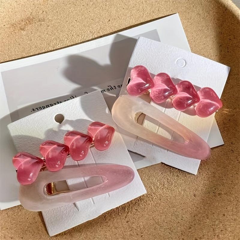 Gradient Jelly Heart Hair Clip for Women