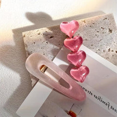 Gradient Jelly Heart Hair Clip for Women