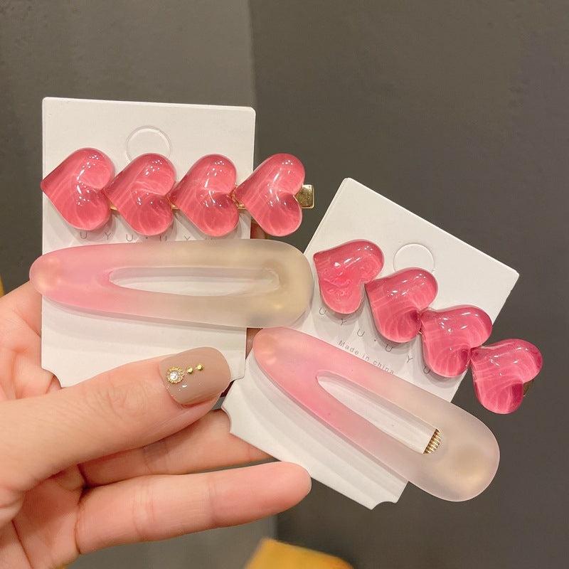 Gradient Jelly Heart Hair Clip for Women