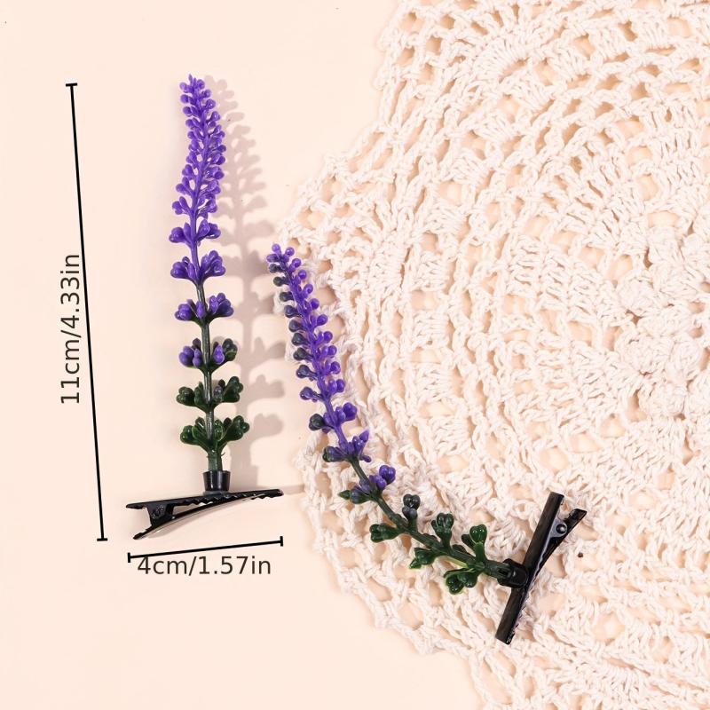 2pcs Lavender Decor Duck Billed Hair Clip for Hair Bangs Braids