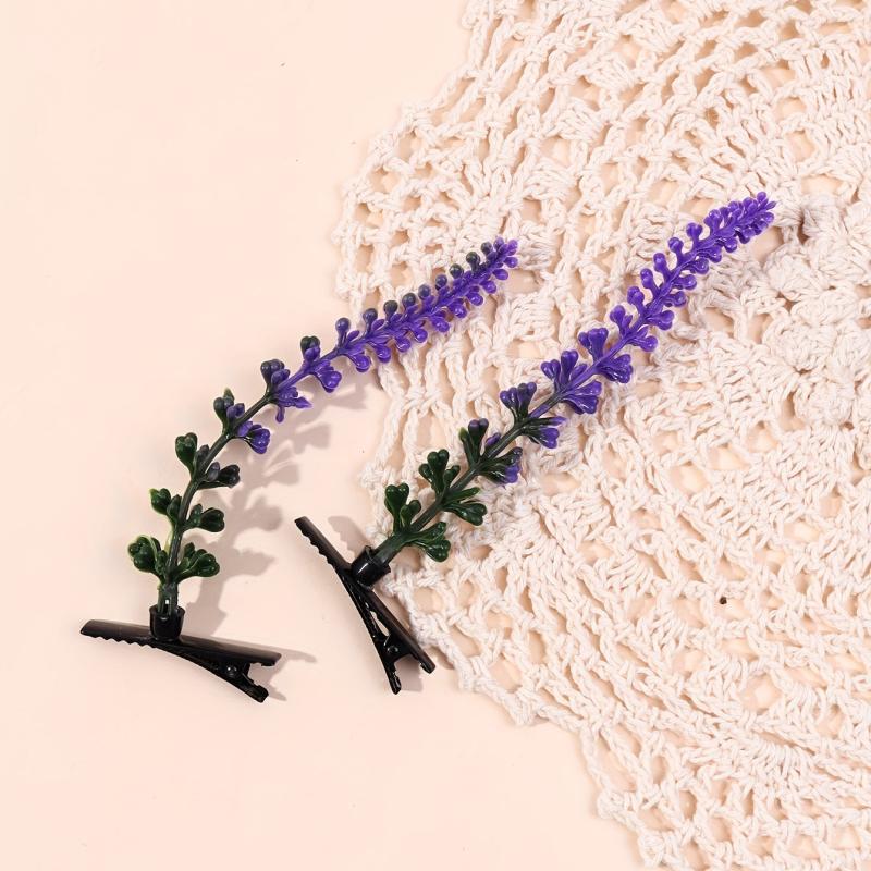 2pcs Lavender Decor Duck Billed Hair Clip for Hair Bangs Braids