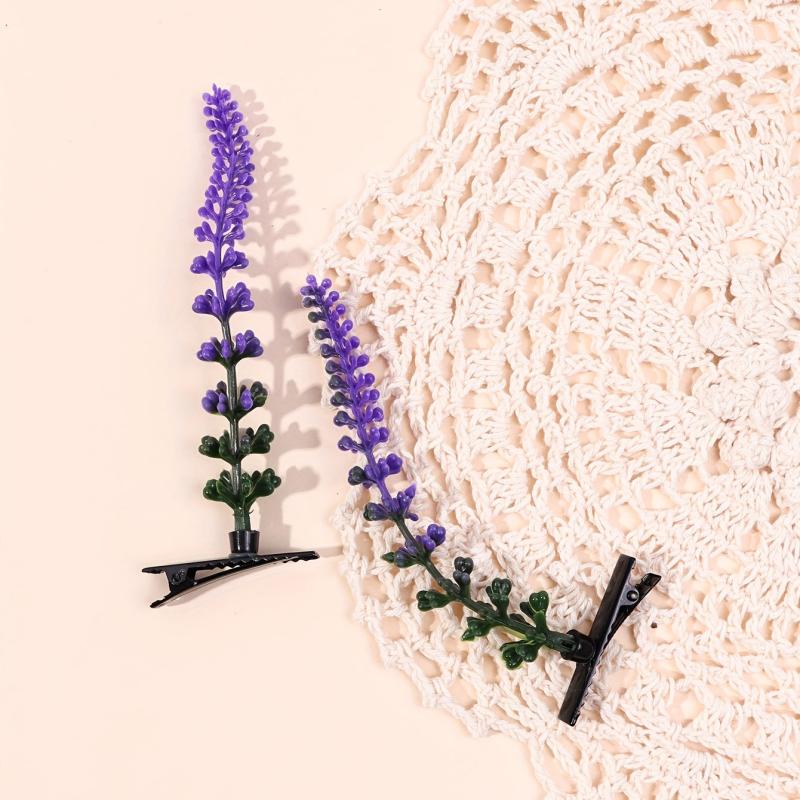 2pcs Lavender Decor Duck Billed Hair Clip for Hair Bangs Braids