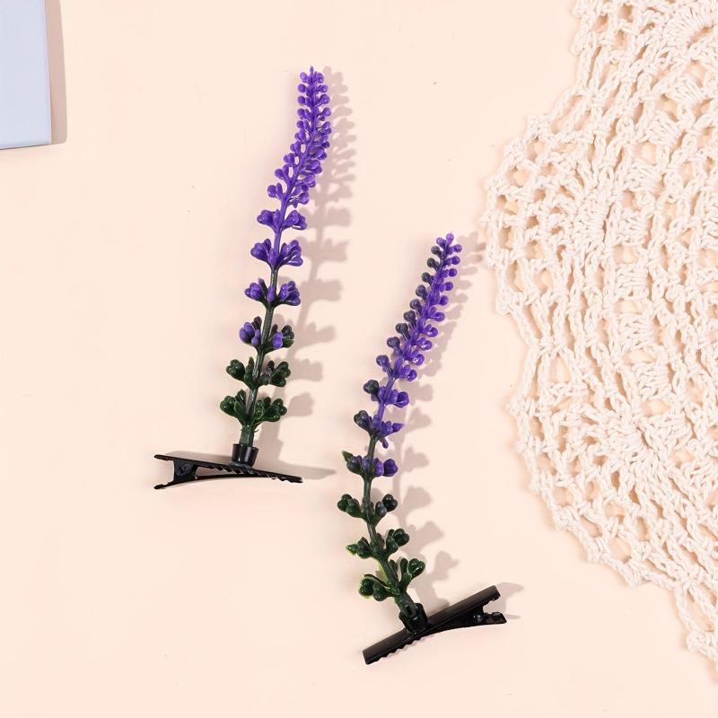 2pcs Lavender Decor Duck Billed Hair Clip for Hair Bangs Braids
