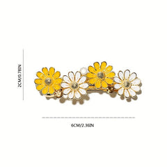 Daisy Hair Clip Enamel Painted Flower French Barrette Side Clip