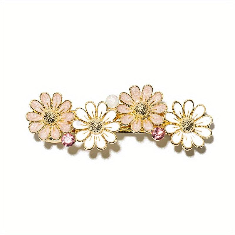 Daisy Hair Clip Enamel Painted Flower French Barrette Side Clip
