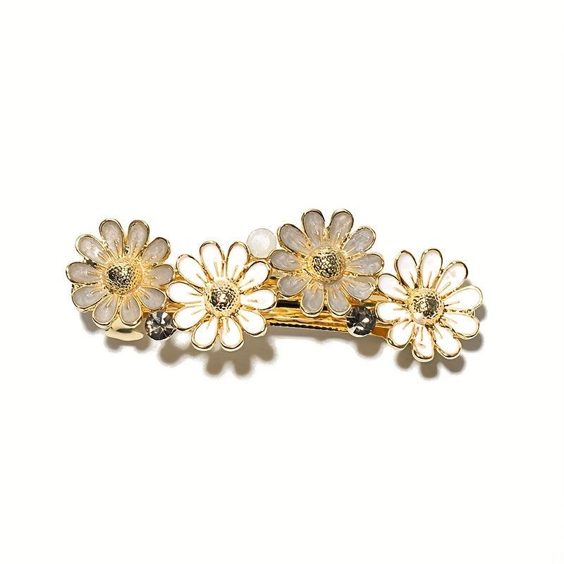 Daisy Hair Clip Enamel Painted Flower French Barrette Side Clip