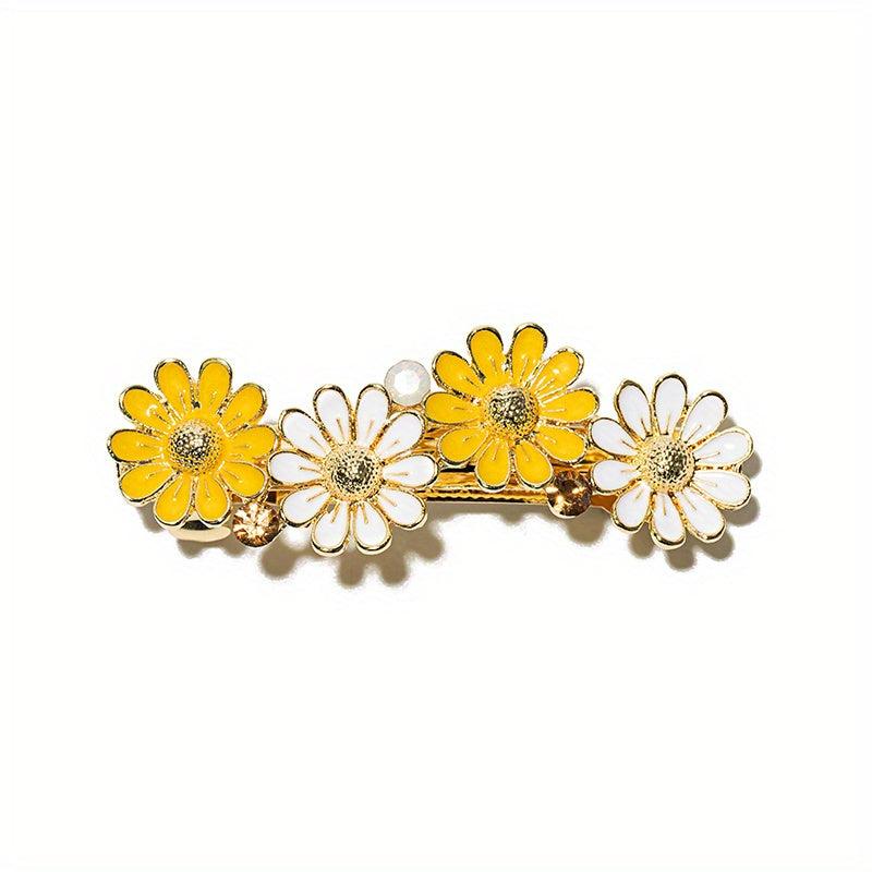Daisy Hair Clip Enamel Painted Flower French Barrette Side Clip