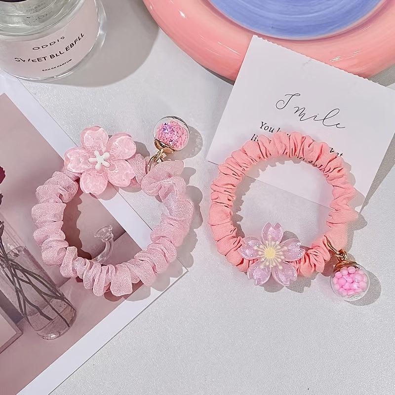 Women's Flower Glass Ball Hair Ring Hair Accessories