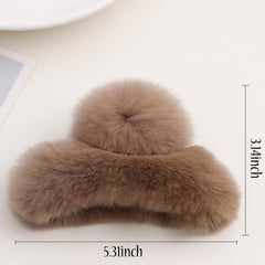 Fluffy Leopard Hair Claw, Solid Ponytail Holder