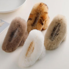 Fluffy Leopard Hair Claw, Solid Ponytail Holder