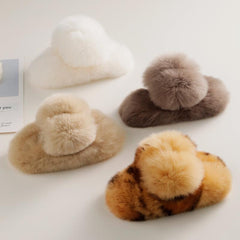 Fluffy Leopard Hair Claw, Solid Ponytail Holder