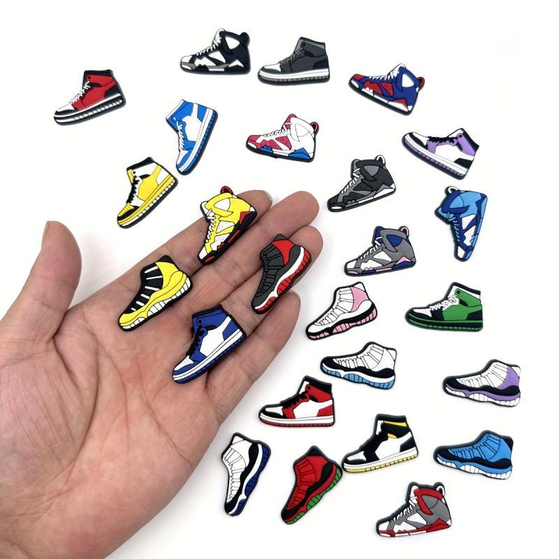 25pcs PVC Basketball Shoe Pattern Charm Buckle Sandal Accessories