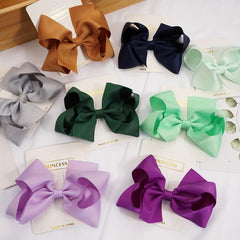10pcs Solid Ribbon Hair Bow Clips for Daily Wear