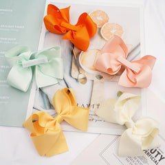 10pcs Solid Ribbon Hair Bow Clips for Daily Wear