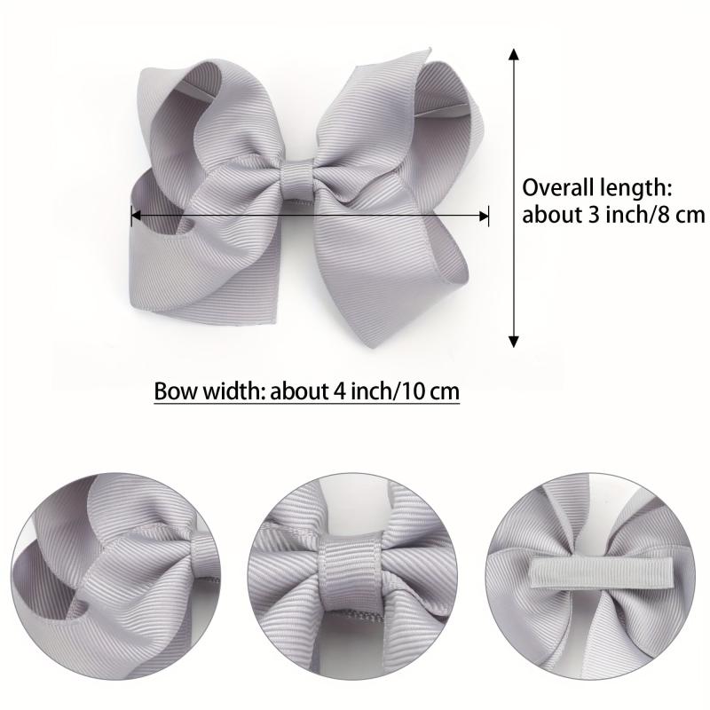 10pcs Solid Ribbon Hair Bow Clips for Daily Wear