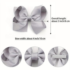 10pcs Solid Ribbon Hair Bow Clips for Daily Wear