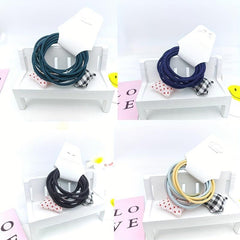 10pcs Plaid Star Decor Hair Tie Elastic Ponytail Holder Hair Accessories
