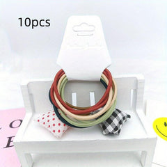 10pcs Plaid Star Decor Hair Tie Elastic Ponytail Holder Hair Accessories
