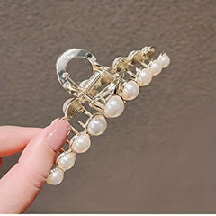 Faux Pearl Hair Claw Clip Non Slip Jaw Clamp Strong Hold