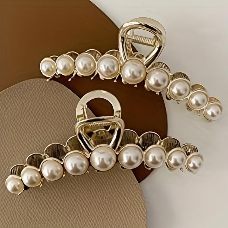 Faux Pearl Hair Claw Clip Non Slip Jaw Clamp Strong Hold