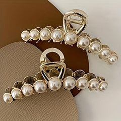 Faux Pearl Hair Claw Clip Non Slip Jaw Clamp Strong Hold