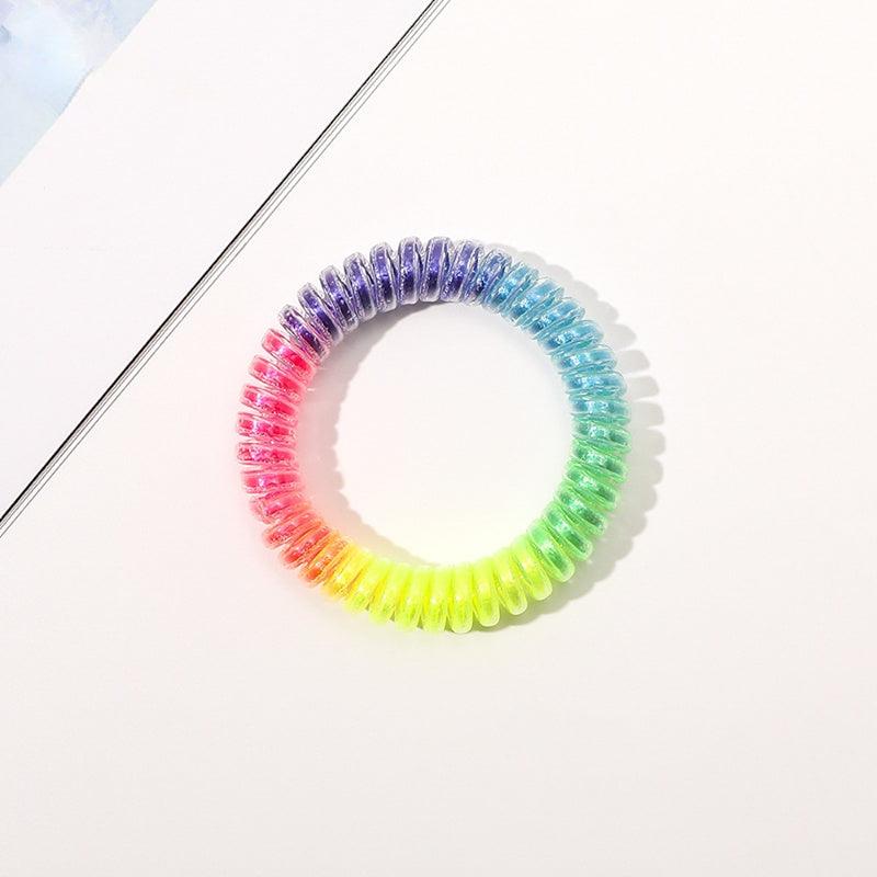 Rainbow Phone Cord Hair Ring High Elastic Gradient Headwear
