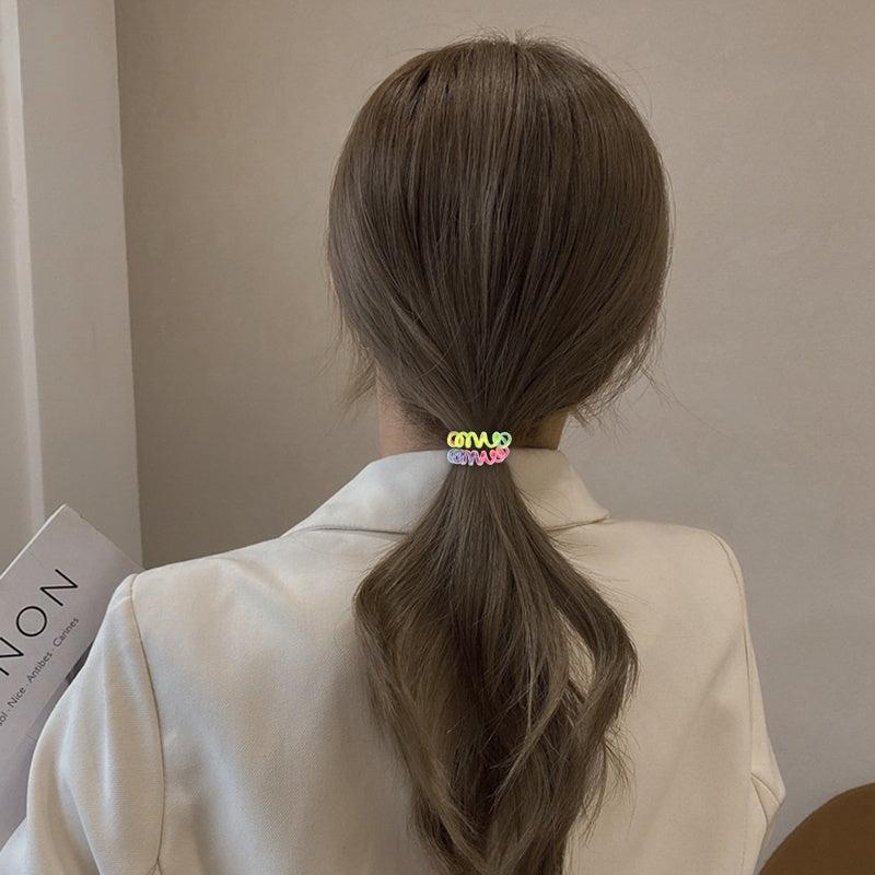 Rainbow Phone Cord Hair Ring High Elastic Gradient Headwear