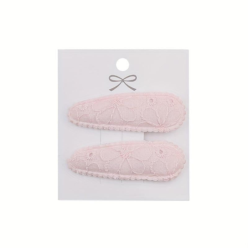 2pcs Embroidered Flower Hair Clips Sweet Hair Accessories