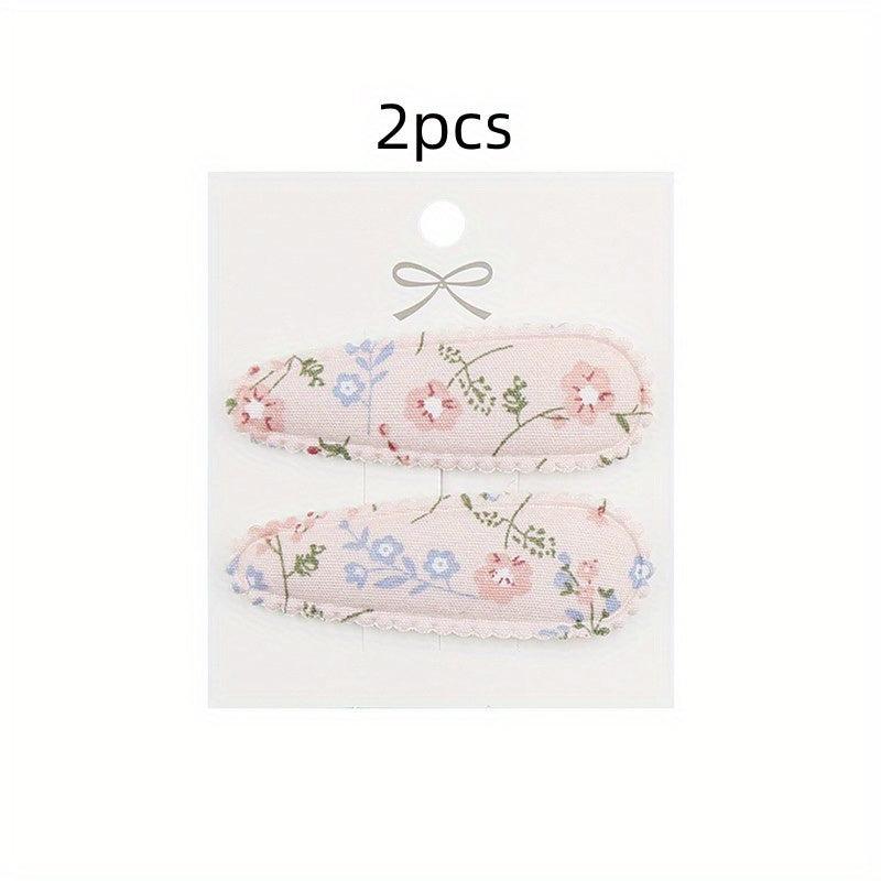 2pcs Embroidered Flower Hair Clips Sweet Hair Accessories